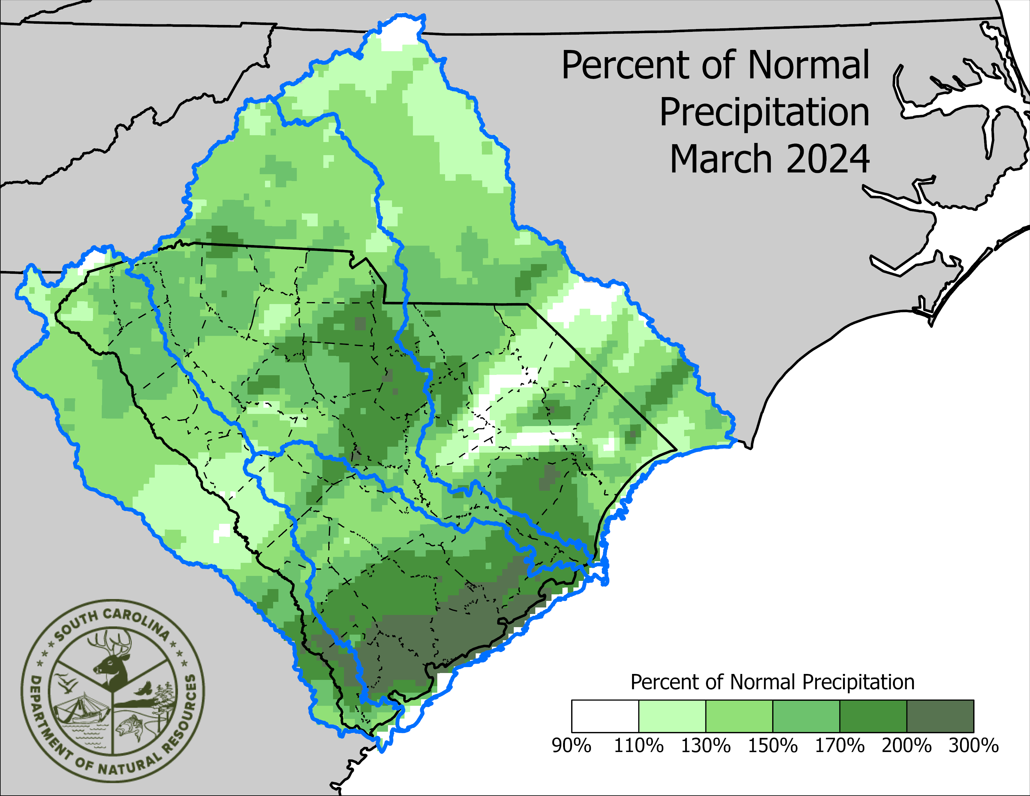 Thumbnail of percent of normal precipitation for the previous month.